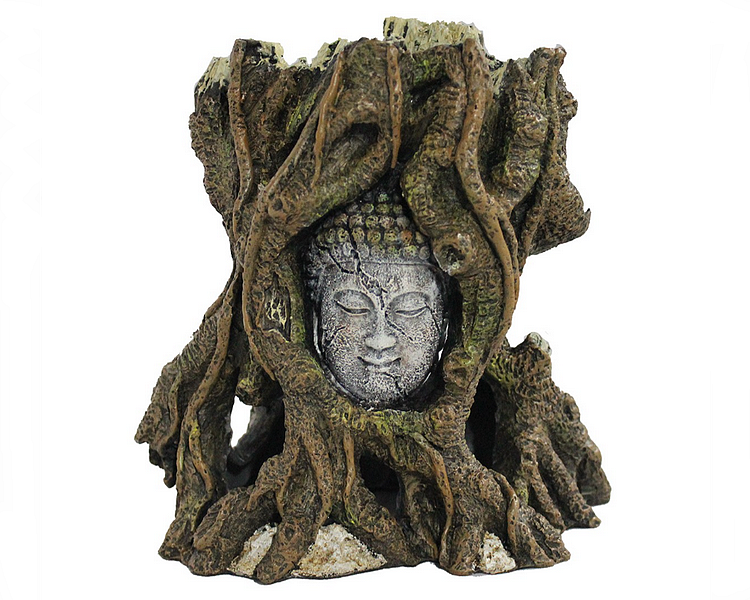 Hugo Kamishi Budda Head In Tree Trunk - 19x14x22cm